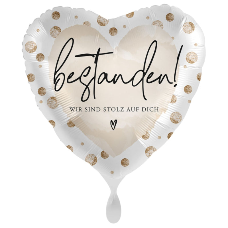 18"/Ø43cm Herz Folienballon  "Bestanden!"