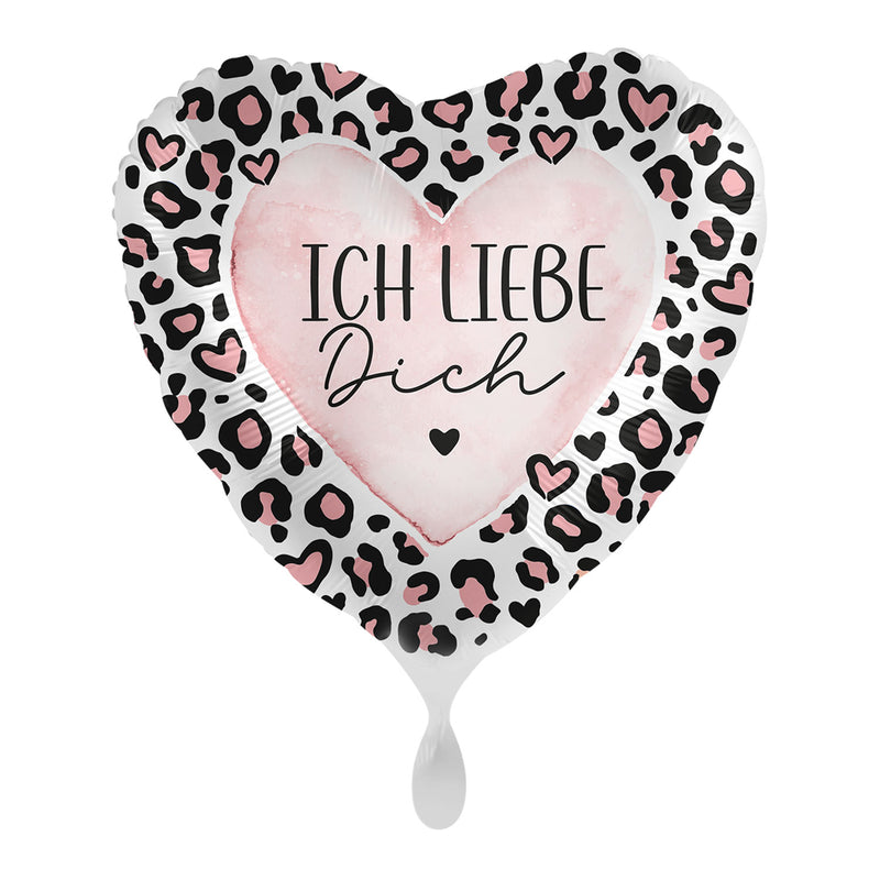18"/Ø43cm Herz Folienballon  "Ich liebe dich" | Leopard Love