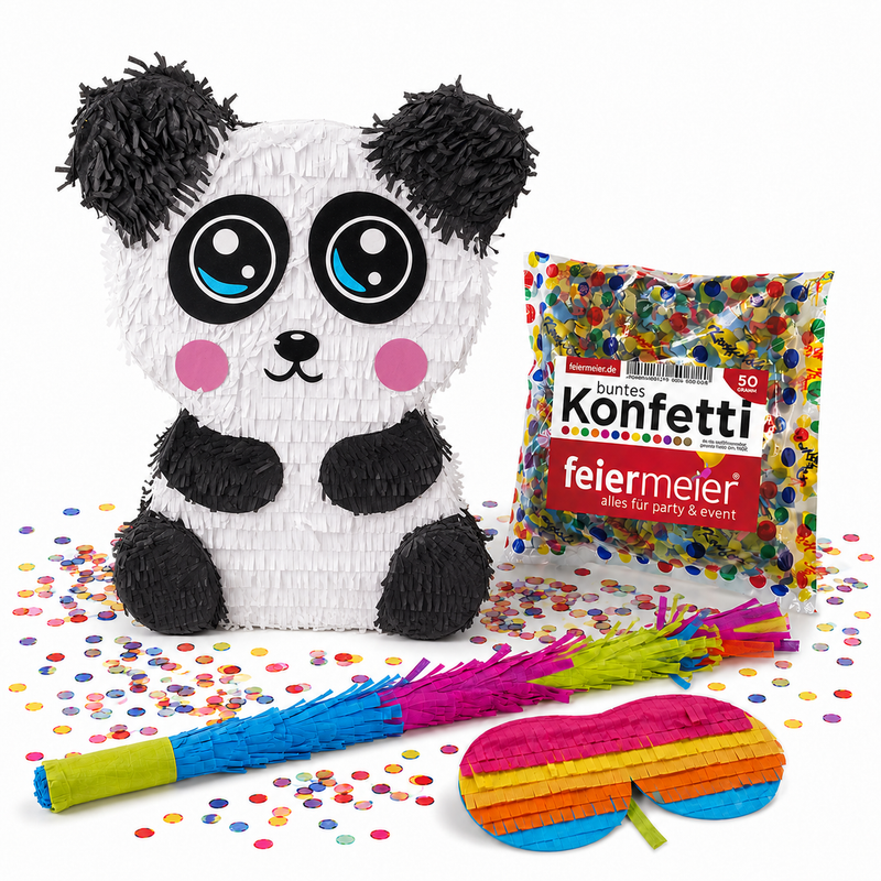 Pinata-Set | 4-tlg. mit Augenmaske, Schlagstock und Konfetti