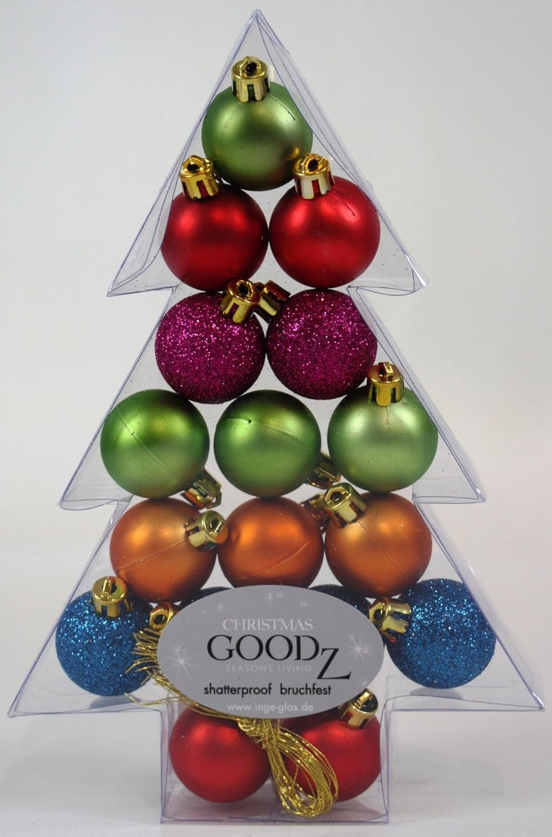 Weihnachtskugeln MilleFiori | Ø 3 cm | 17 Stück | Kunststoff bruchsicher