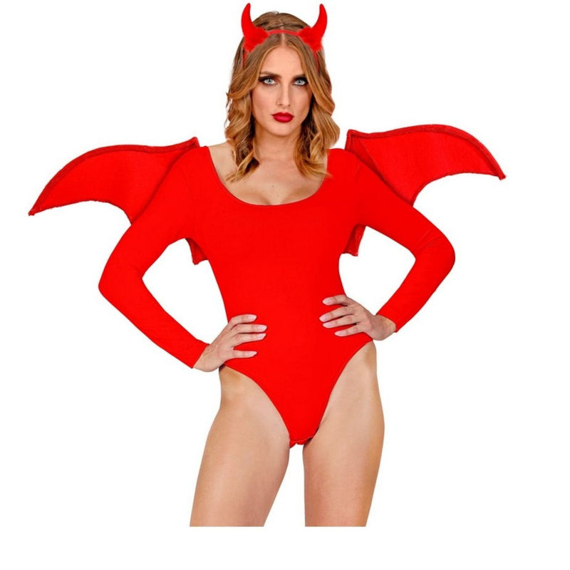 Kostümset "Teufel" 2-tlg. | Flügel und Hörner - Rot