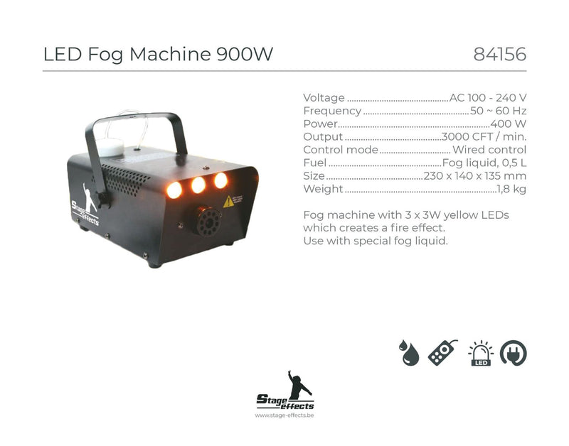 Nebelmaschine 700W mit Amber LEDs | Schwarz