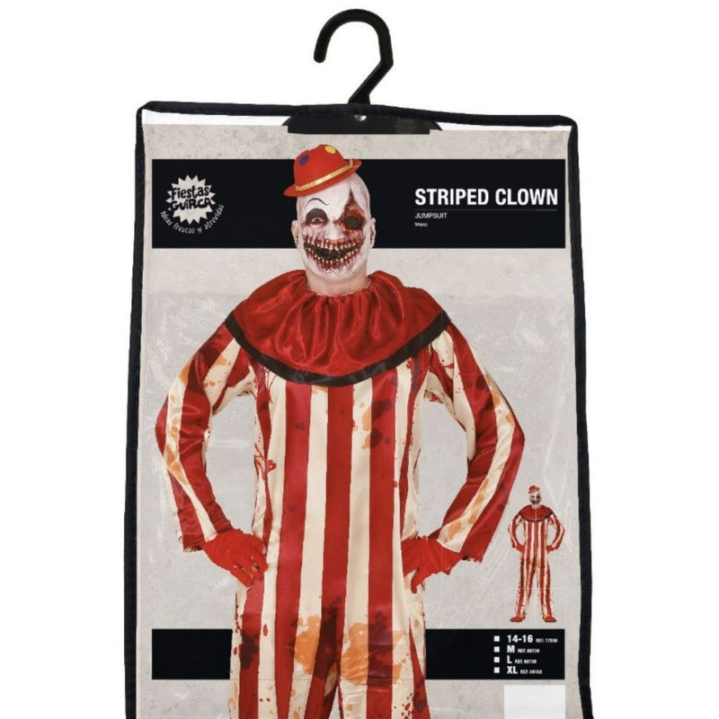 Kostüm "Gestreifter Horror Clown" für Herren | Einteiler mit Kragen