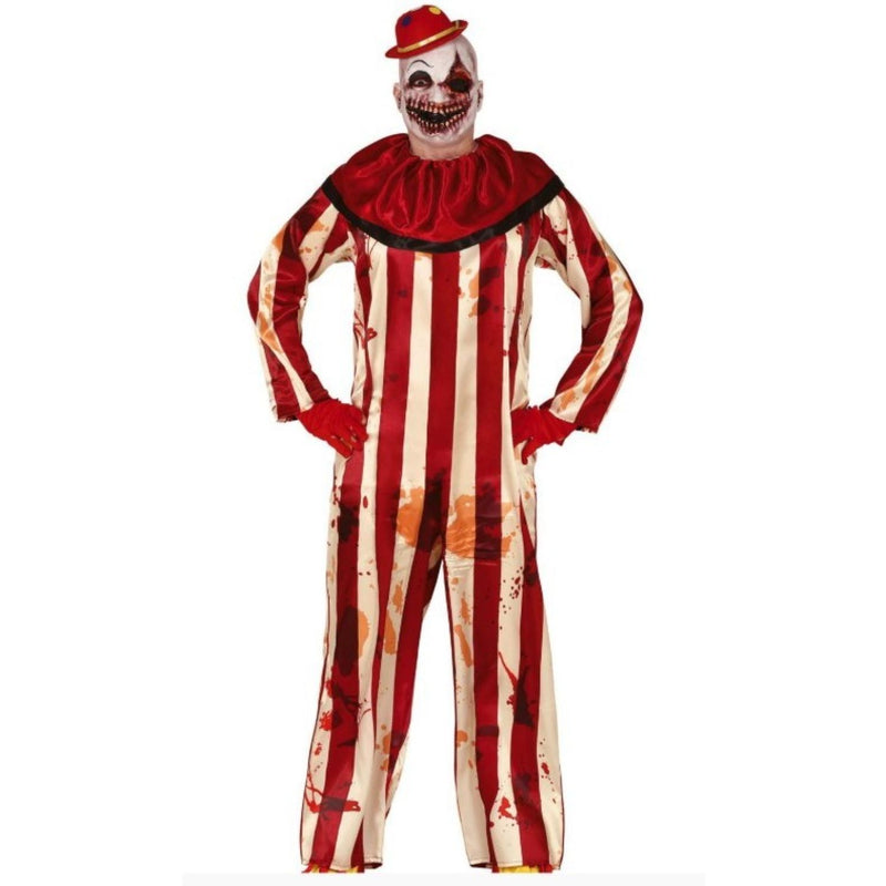 Kostüm "Gestreifter Horror Clown" für Herren | Einteiler mit Kragen