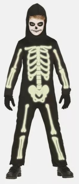 Kostüm Kid Skelett nachtleuchtend 5-6J.