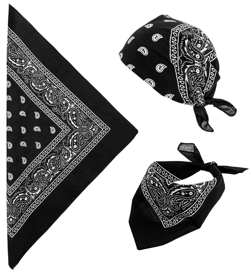 Bandana Halstuch zum Cowboy Kostüm - 55 x 55 cm | Schwarz