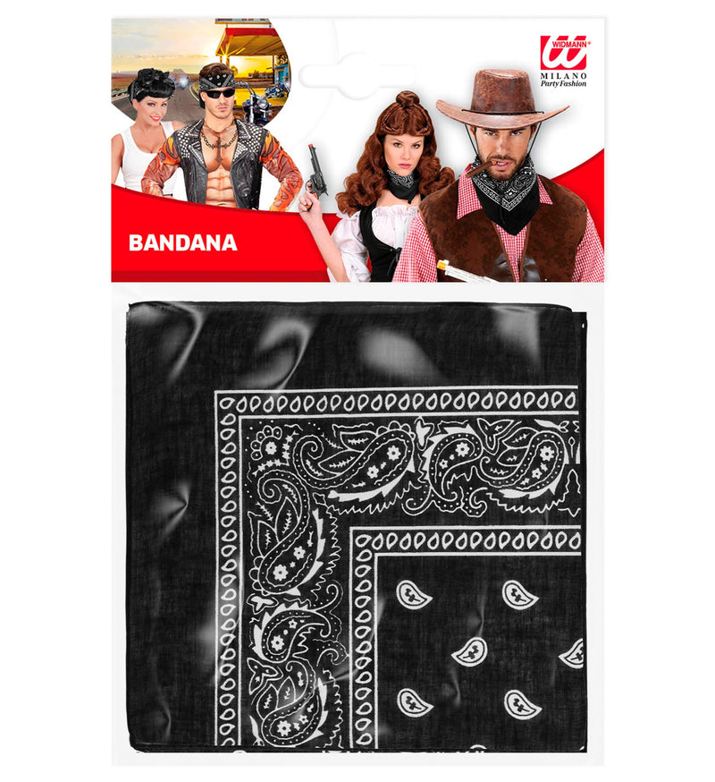 Bandana Halstuch zum Cowboy Kostüm - 55 x 55 cm | Schwarz