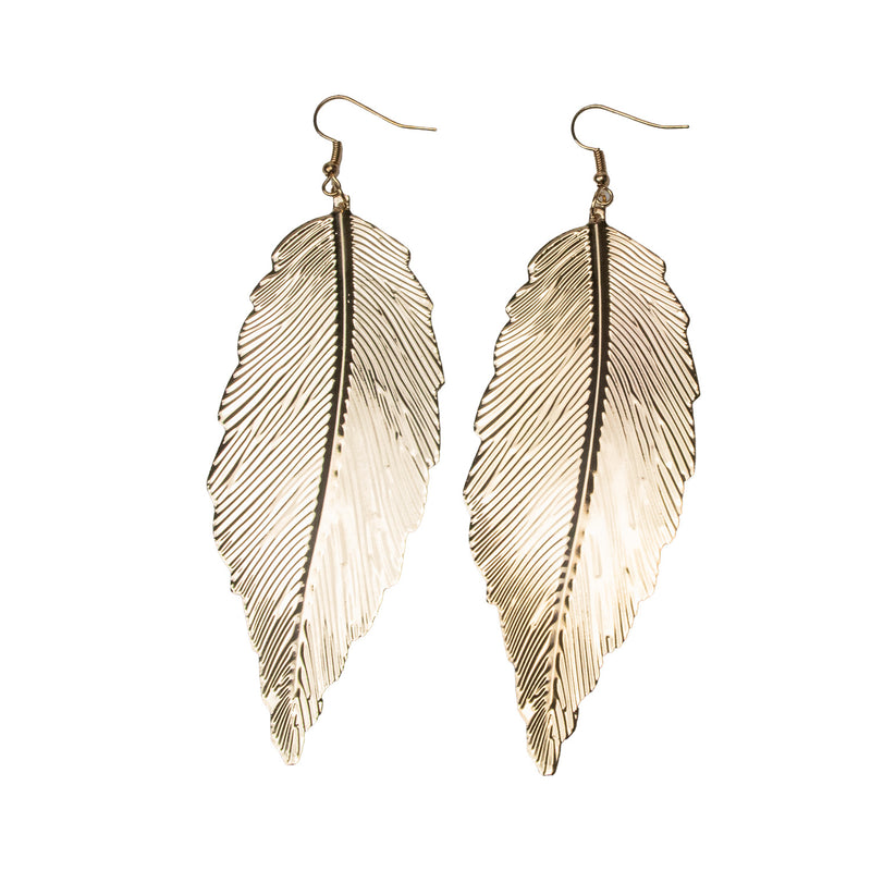 Goldene Feder Ohrringe - Modeschmuck zum Indianerin Kostüm -  11,5 cm