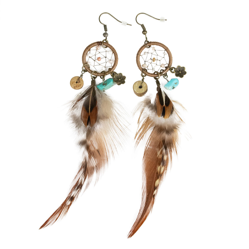Feder Ohrringe Traumfänger zum Wilder Westen Kostüm