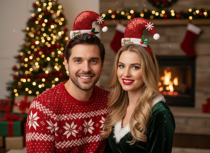 Nikolausmütze - Haarreif Weihnachtself 414027 | Rot Grün