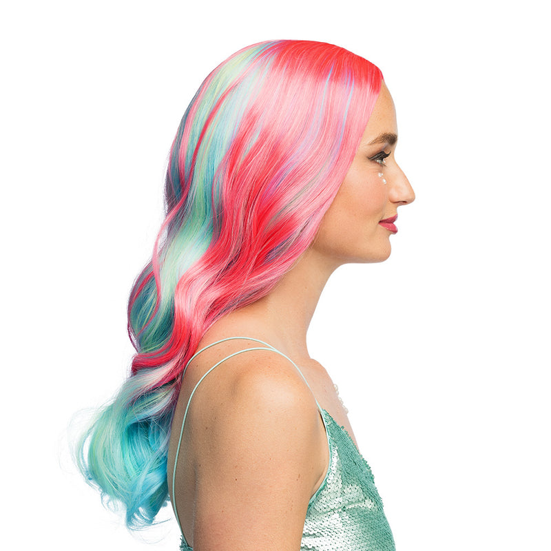 Meerjungfrau Perücke "Nixie" für Damen | Pink Türkis