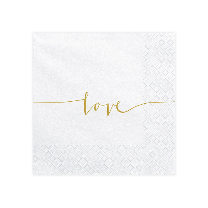Servietten Love Weiß/Gold  33x33cm/20 St.