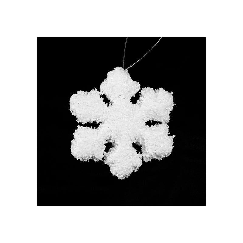 Schneeflocken Deko | 4er Set | Ø 8,5 cm | Weiß mit Glitter | Styropor | 14253