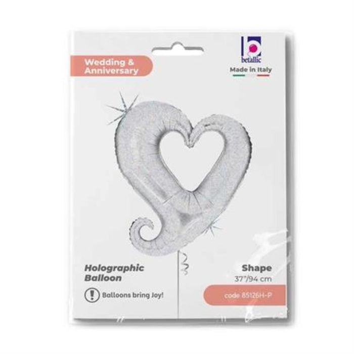 Shape Folienballon "Herz mit Loch 94 cm" Silber