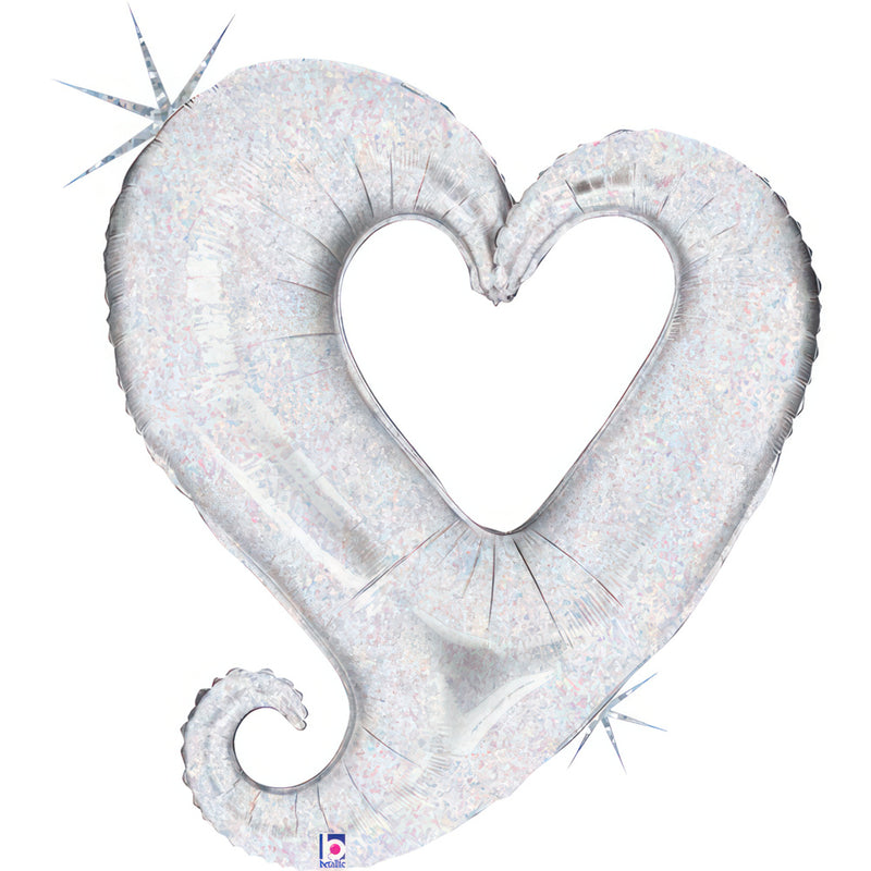 Shape Folienballon "Herz mit Loch 94 cm" Silber