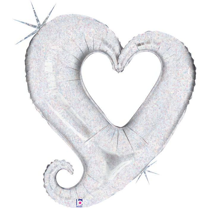 Shape Folienballon "Herz mit Loch 94 cm" Silber