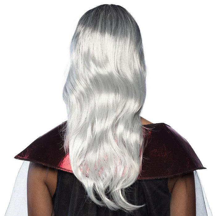 "Vampiresse" Perücke für Damen - 85610 | Locken Langhaar Weiß Grau
