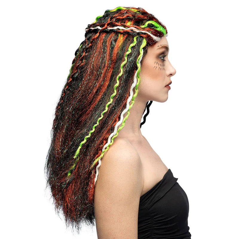 Halloween Perücke Damen "Voodoo" | Schwarz Bunt