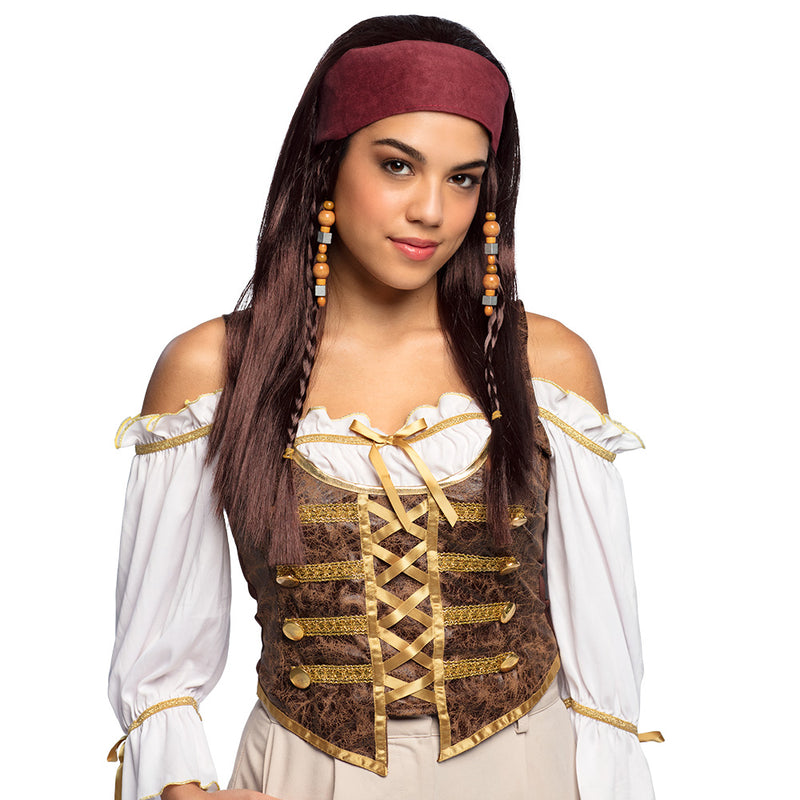 Perücke Piratin + Bandana