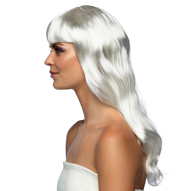 Perücke Lady Langhaar Frisur Weiss