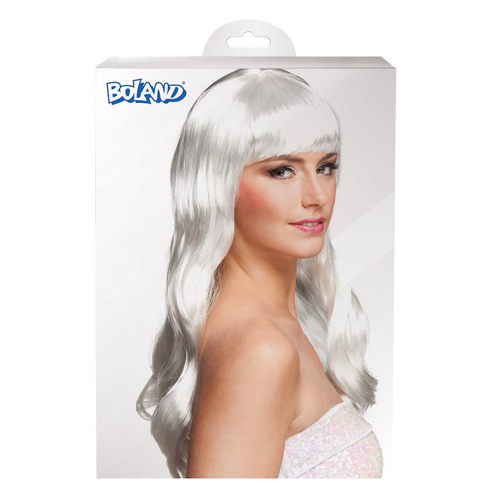 Perücke Lady Langhaar Frisur Weiss
