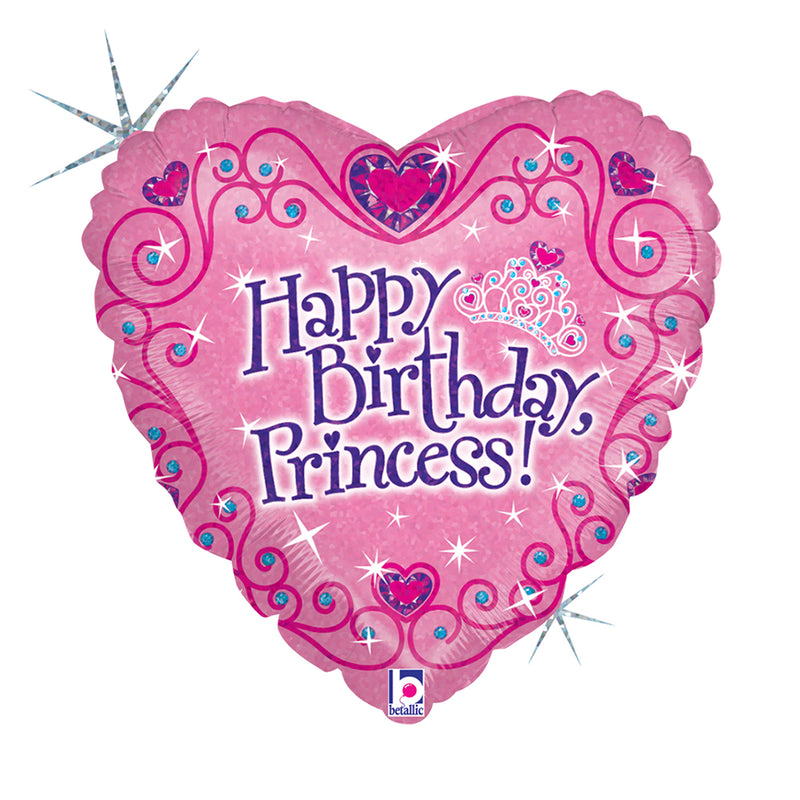 18"/Ø46cm Herz Folienballon "Happy Birthday"  Princess Tiara