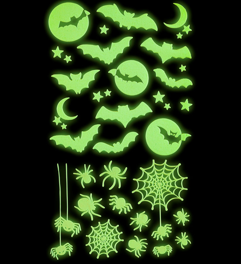 Leuchtende Halloween Deko Sticker "Spinnen" | 21 x 15 cm Aufkleber