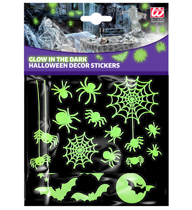 Leuchtende Halloween Deko Sticker "Spinnen" | 21 x 15 cm Aufkleber