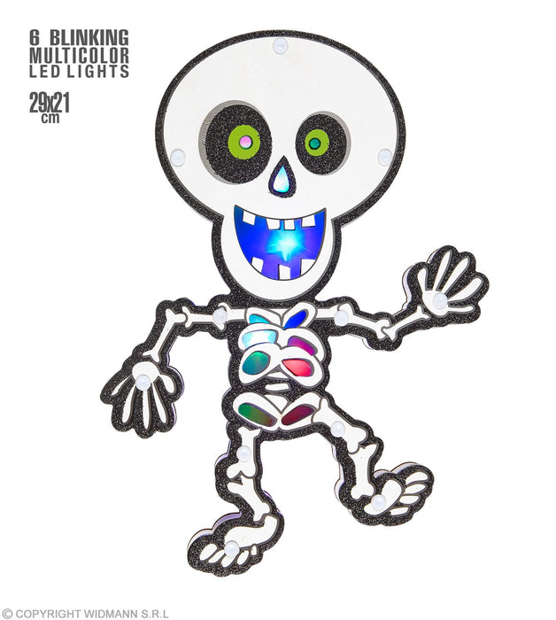 Leuchtendes Skelett "LED Skeleton" 29 x 21 cm | Mehrfarbig Halloween Deko