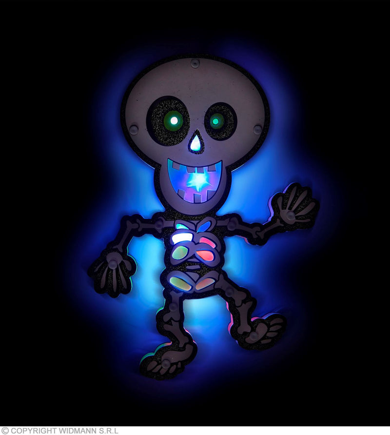 Leuchtendes Skelett "LED Skeleton" 29 x 21 cm | Mehrfarbig Halloween Deko