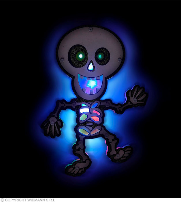 Leuchtendes Skelett "LED Skeleton" 29 x 21 cm | Mehrfarbig Halloween Deko