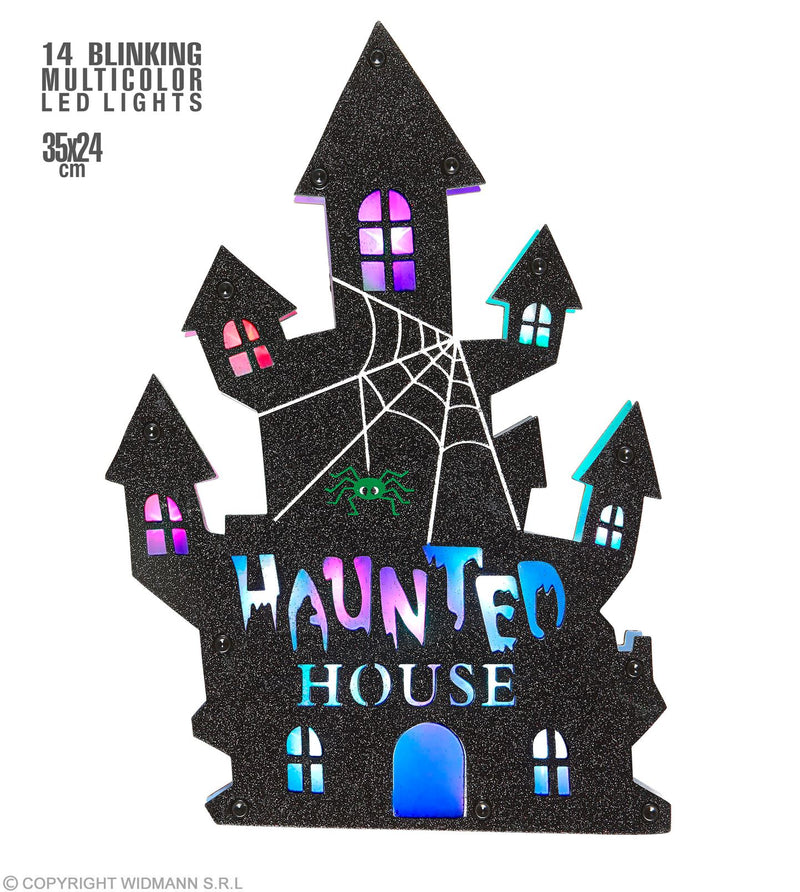 Leuchtendes Spukhaus "Haunted House" LED 35 x 24 cm | Mehrfarbig Halloween Dekoration