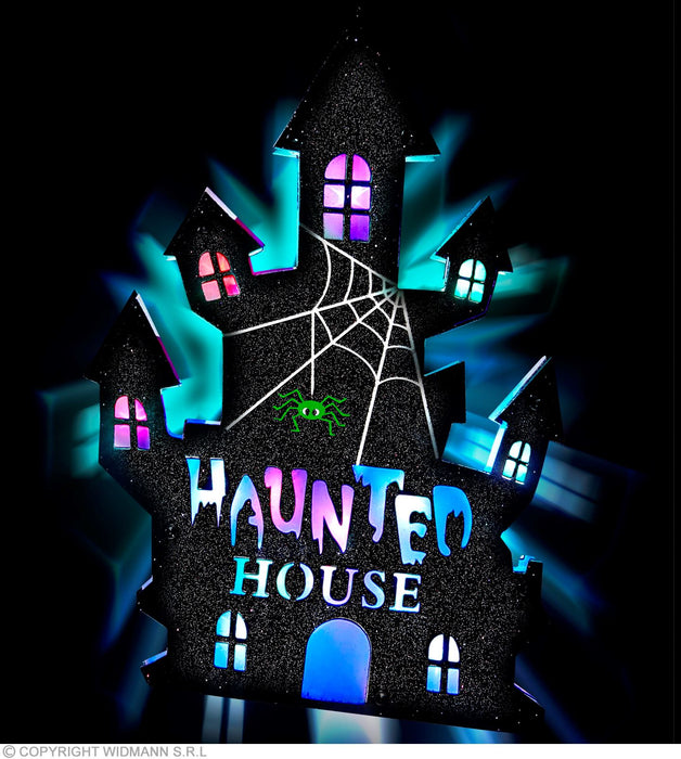 Leuchtendes Spukhaus "Haunted House" LED 35 x 24 cm | Mehrfarbig Halloween Dekoration