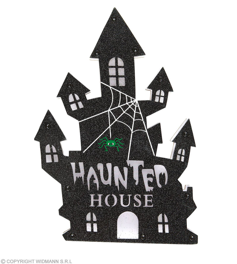 Leuchtendes Spukhaus "Haunted House" LED 35 x 24 cm | Mehrfarbig Halloween Dekoration