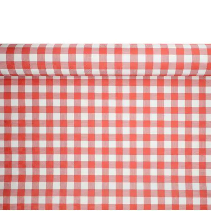 Tischdecke Papier Damastprägung 50x1m | Vichy Karo Rot