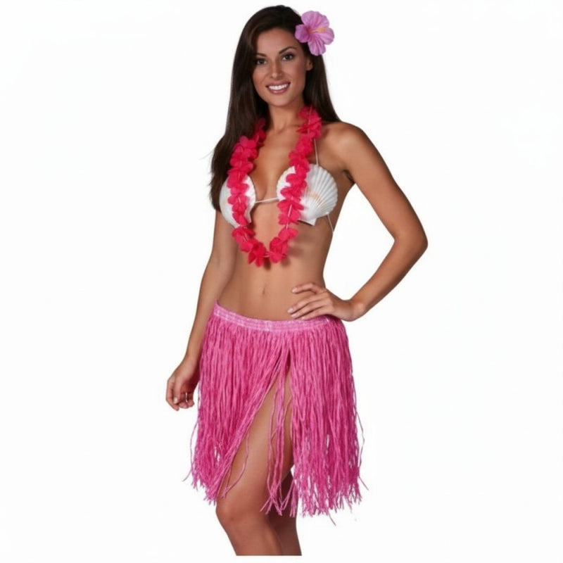 Hawaii Kostüm Set Flower 3-tlg. - Rocklänge 60 cm | Pink