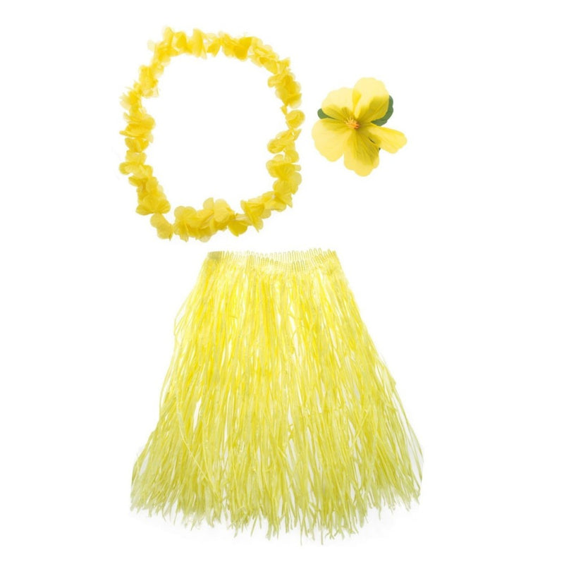 Hawaii Kostüm Set Flower 3-tlg. - Rocklänge 60 cm | Gelb
