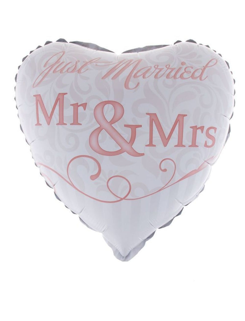 18"/Ø45cm Herz Folienballon "Mr & Mrs" | Weiß