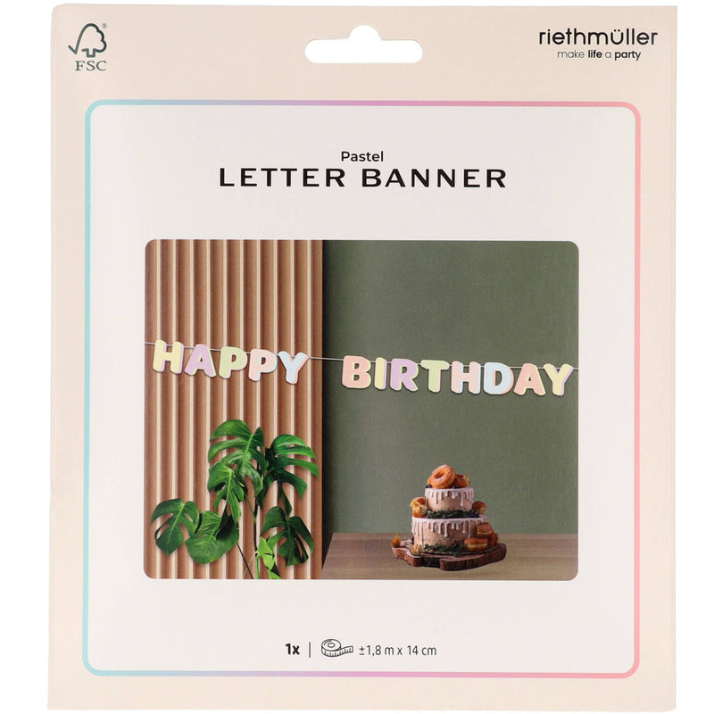 Dreamy Pastels Girlande "Happy Birthday" Papier | 1,8m