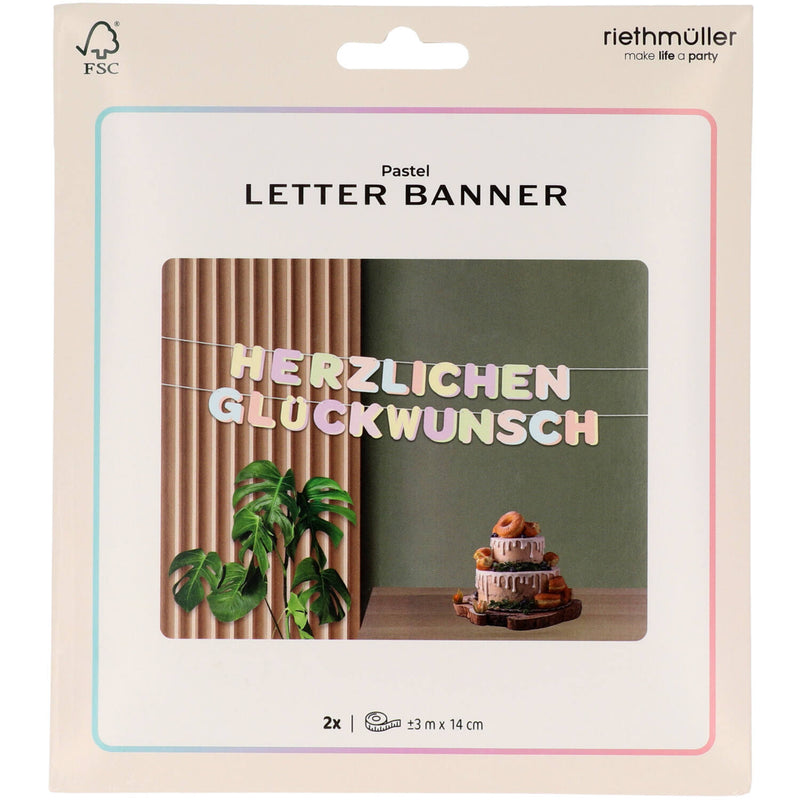 Dreamy Pastels Girlande "Herzlichen Glückwunsch" | 3m
