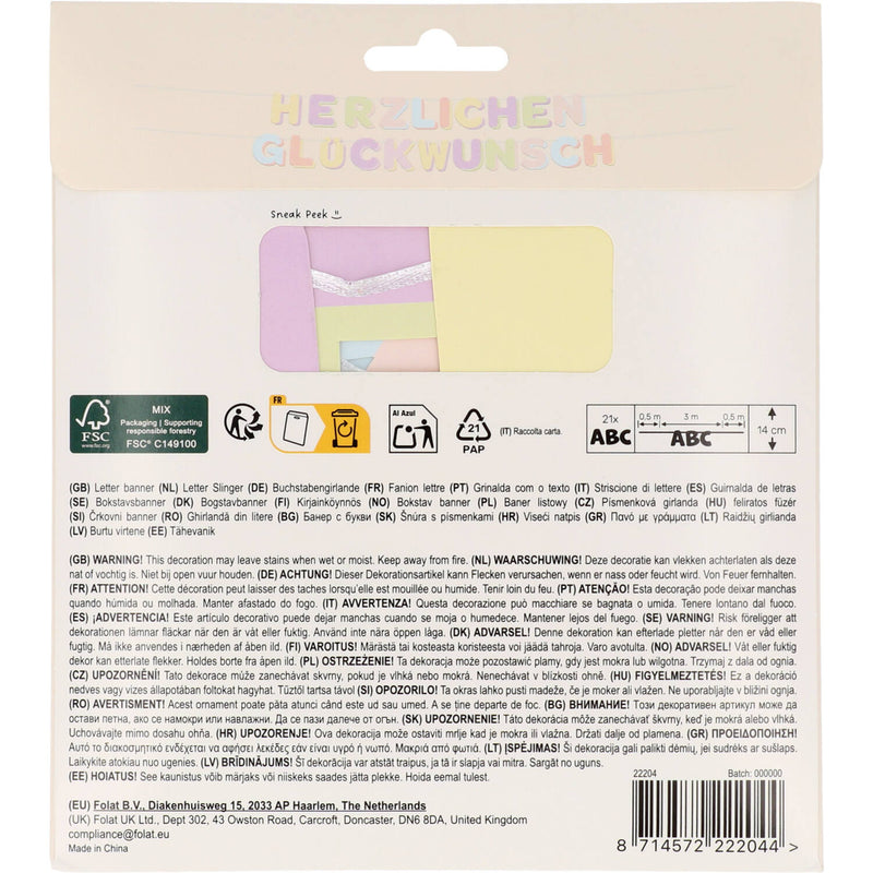 Dreamy Pastels Girlande "Herzlichen Glückwunsch" | 3m