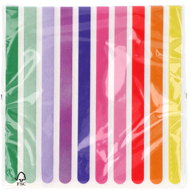 Servietten Stripetastic 20Stk./33x33cm | Mehrfarbig