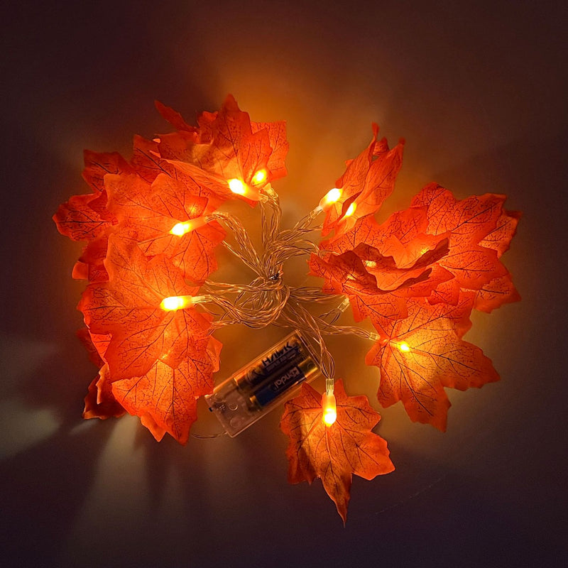 Herbstblatt Lichterkette mit 20 LED Leuchten | 215 cm