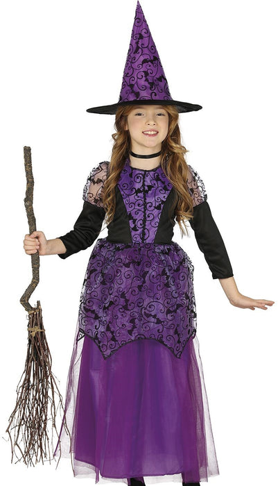 Kostüm Kid Hexe Spitze Kleid m. Hut 7-9J.
