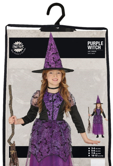 Kostüm Kid Hexe Spitze Kleid m. Hut 7-9J.