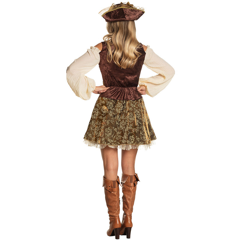 Piratin "Treasure" Kostüm für Damen | Braun