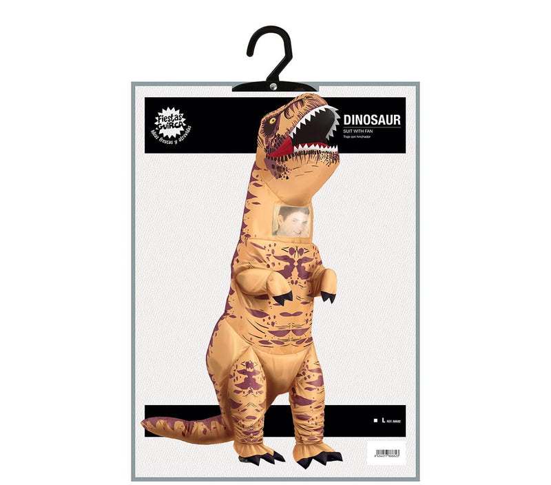 Aufblasbares Dinosaurier Kostüm für Erwachsene | Einheitsgröße 52-54 (L)