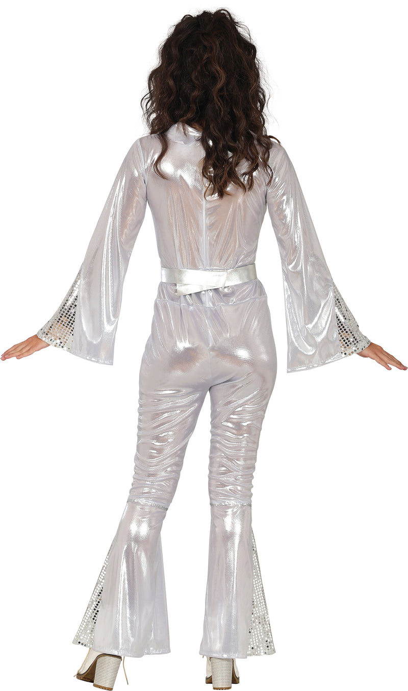 70er Jahre "Disco Star" Kostüm für Damen | Silber