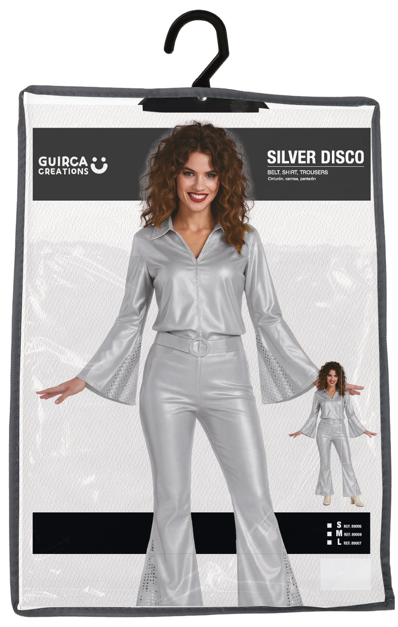 70er Jahre "Disco Star" Kostüm für Damen | Silber