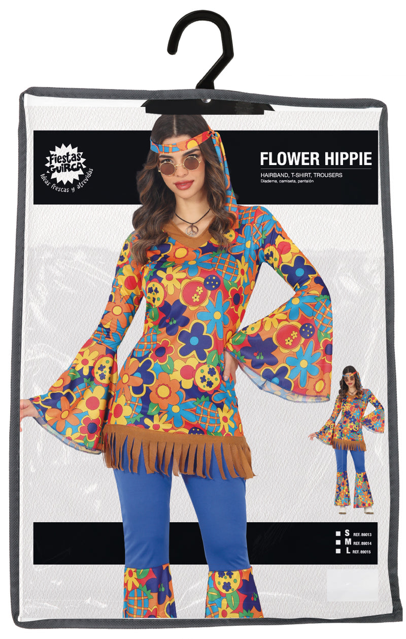 70er Jahre Hippie Flower Kostüm für Damen | 3-tlg.